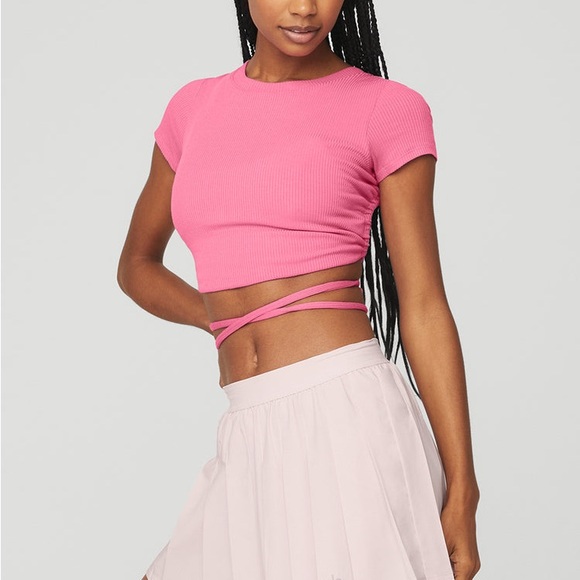 Pink Ribbed Crop Top - Picture 7 of 10